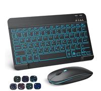 JQVDE Teclado Bluetooth con retroiluminación RGB en Hebreo, Ruso, español, portugués y Coreano. Compatible con iOS, Android, Windows, iPad, Samsung, tabletas y portátiles.(Hebrew Set)