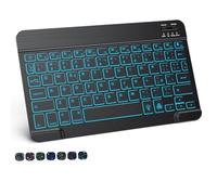 JQVDE Teclado Bluetooth con retroiluminación RGB en Hebreo, Ruso, español, portugués y Coreano. Compatible con iOS, Android, Windows, iPad, Samsung, tabletas y portátiles.(Only ES Keyboard)