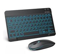 JQVDE Teclado Bluetooth con retroiluminación RGB en Hebreo, Ruso, español, portugués y Coreano. Compatible con iOS, Android, Windows, iPad, Samsung, tabletas y portátiles.(Russian Set)
