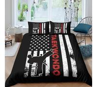 JQZXKNHPRS Martial Arts Style Funda de Edredón Microfibra Suave 3 Piezas Compuesto Estampado 3D Martial Arts Estilo Funda Edredon con Fundas de Almohada Transpirable for Familia Super King（260x220cm）