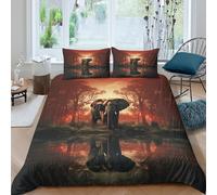 JQZXKNHPRS Sunset Forest Scene Funda de Edredón Juego de 3 Piezas Diseño 3D con Cremallera Atardecer Bosque Escena Funda Edredon Incluye Fundas de Almohada Lavables for Familia Super King（260x220cm）
