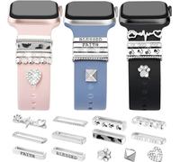 JR.DM 13 pulseras de reloj compatibles con Apple Watch, 38 mm, 40 mm, 41 mm, 42 mm, 44 mm, 45 mm, metal con diamantes decorativos para iWatch Serie 9, 8, 7, 6, 5, 4, 3, 2, 1, plata