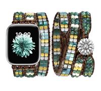 JR.DM Correa bohemia con cuentas para mujer, compatible con Apple Watch de 42 mm, 44 mm, 45 mm, 46 mm, 49 mm, correa trenzada ajustable hecha a mano para iWatch Series 10/9/8/7/6/5/4/3/2/1/SE/Ultra 1