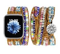 JR.DM Correa bohemia con cuentas para mujer, compatible con Apple Watch de 42 mm, 44 mm, 45 mm, 46 mm, 49 mm, correa trenzada ajustable hecha a mano para iWatch Series 10/9/8/7/6/5/4/3/2/1/SE/Ultra 1