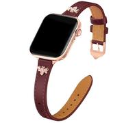 JR.DM Correas de cuero delgadas compatibles con Apple Watch Band de 38 mm, 40 mm, 41 mm, 42 mm, 44 mm, 45 mm, 46 mm, 49 mm, correa de cuero genuino superior con abalorios, diseño femenino para iWatch