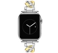 JR.DM Correas de reloj doradas para mujer compatibles con Apple Watch Band de 38 mm, 40 mm, 41 mm, correa de metal ajustable de acero vaquero para iWatch Series 9/8/7/6/5/4/3/2/1/SE/Ultra (sin funda