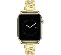 JR.DM Correas de reloj doradas para mujer compatibles con Apple Watch de 38 mm, 40 mm, 41 mm, correa de metal ajustable, pulsera de cadena única de acero vaquero para iWatch Series 9/8/7/6/5/4/3/2/1