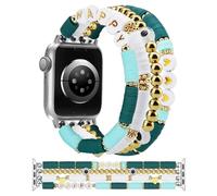 JR.DM Pulsera de cuentas compatible con Apple Watch de 1.73 pulgadas, 1.65 pulgadas, 1.77 pulgadas, 1.88 pulgadas, para mujer, bonita joyería verde contra el mal de ojo, hecha a mano, correa elástica