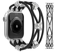 JR.DM Pulsera de cuentas para mujer, compatible con correas de Apple Watch de 1.57, 1.77, 1.73, 1.61, 1.49, 1.65 pulgadas, estilo bohemio, trenzada, elástica, correa de nailon para iWatch Series