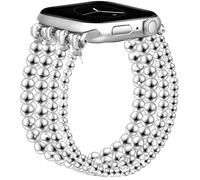 JR.DM Pulsera de perlas doradas para Apple Watch 40 mm 42 mm 41 mm 44 mm 38 mm 45 mm 46 mm elegante correa elástica de repuesto para iWatch Serie 10/9/8/7/6/5/4/3/2/1/SE , 46/45/44/42mm(Series 1/2/3