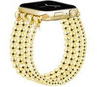 JR.DM Pulsera de perlas doradas para Apple Watch 40 mm 42 mm 41 mm 44 mm 38 mm 45 mm 46 mm elegante correa elástica de repuesto para iWatch Serie 10/9/8/7/6/5/4/3/2/1/SE , 41/40/38/42mm(Series 10)- M