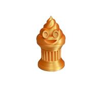 Jr. Poop Trofeo Emoji - Premio perfecto o regalo - Hecho a mano con fabricación aditiva - 4 pulgadas de alto - Con un sólido emoji de caca en un pilar de columna - Znet3D (seda dorada)