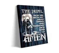 JRBJWYVV Crusader Quote Wall-Art - Templar Knight The Devil Saw Me Religious Decor(Framed,12x18inch(30x45cm))