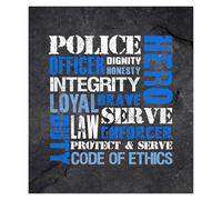 JRBJWYVV Dark Gray Police Wall-Art - Words Print on Photograph Paper, Wall Decor for Office, Bedroom or Station(Framed,12x18inch(30x45cm))