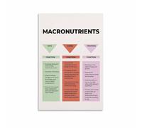 JRBJWYVV Macronutrient Food Chart, Protein Carbs Fats Guide for Gym Diet & Healthy Eating, Fitness Wall-Art(Unframed,16x24inch(40x60cm))