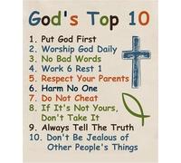 JRBJWYVV Religious Decor Poster Ten Commandments Bible Verses Wall-Art Christian for Bedroom Living Room Home Childrens Ministry(Framed,16x24inch(40x60cm))