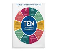 JRBJWYVV Ten Humanist Commitments Poster Philosophy Wall-Art Compassion Reason Empathy Print for Thinkers Home Office Canvas(Framed,08X12inch(20X30cm))
