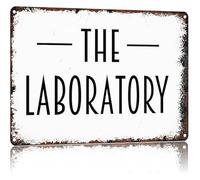 JRBJWYVV The Laboratory Mad Scientist Vintage Metal Tin Sign Humorous Wall-Art for Game Room Office Man Cave Decor 8 X 12 in