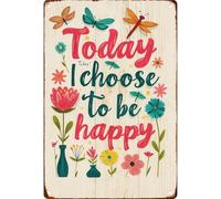 JRBJWYVV Today I Choose To Be Happy Funny Metal Sign for Man Cave Bedroom Kitchen Wall Decor 8 X 12 in