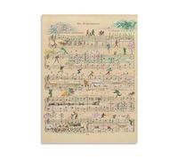 JRBJWYVV Vintage Piano Score Poster - Classical Music Sheet Canvas Wall-Art for Home and Office Decor(Framed,16x24inch(40x60cm))