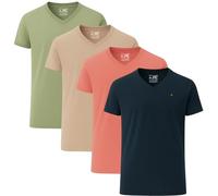 JRC 3 Pack de 4 camisetas de manga corta y larga con cuello en V, cómodas camisetas con cuello en V para gimnasio, correr, entrenamiento y excursiones de ocio, Salvia, Mid Night, Rgby Tan, XXL