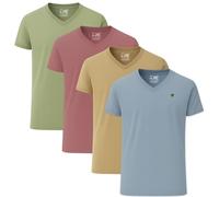 JRC 3 Pack de 4 camisetas de manga corta y larga con cuello en V, cómodas camisetas con cuello en V para gimnasio, correr, entrenamiento y excursiones de ocio, Mouve, azul piedra, salvia, XXXL