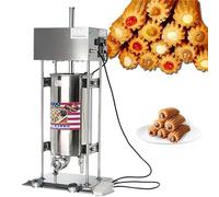 Jrcfnss Churrera Eléctrica Comercial con Tanque de 15L, Churrera Española Vertical de Acero Inoxidable con 5 Boquillas, Ideal para Restaurantes y Panaderías