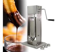 Jrcfnss Máquina para Hacer Churros comerciales, máquina para Hacer donas españolas Manual de Acero Inoxidable de 5 litros con boquillas de 3 Piezas, máquina para Hacer churreras españolas