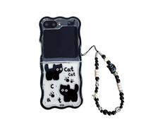 JRCYVTA Bonita funda para Samsung Galaxy Z Flip 7, funda plegable de gatos negros con cadena para mujeres y niñas, accesorios de funda para teléfono Flip 7 (con cadena)