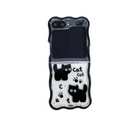 JRCYVTA Bonita funda para Samsung Galaxy Z Flip 7, funda plegable de gatos negros con cadena para mujeres y niñas, accesorios de funda para teléfono Flip 7 (sin cadena)