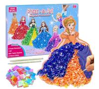 JRD&BS WINL Juego de manualidades de tela de princesa, poke-in art para niños de 3, 4, 5, 6, 7, 8, actividad de arte y manualidades, arte de costura sin suciedad, para niños, regalos creativos para