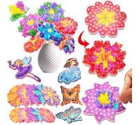 JRD&BS WINL Juego de manualidades de tela de princesa, poke-in art para niños de 3, 4, 5, 6, 7, 8, actividad de arte y manualidades, arte de costura sin suciedad, para niños, regalos creativos para