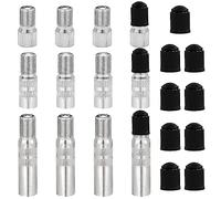 JReHuiG 12 Piezas Extensiones de Valvulas para Neumaticos, Adaptador de Extensión de Valvula de Cobre Estañado, con Tapones Ruedas Coche, para Coche, Camión, Caravana, Furgoneta(19, 27, 39mm)