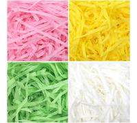 Jremreo 4 colores de 8.5 onzas (240 g) de relleno de cesta de hierba de Pascua, relleno de papel de corte arrugado surtido para decoración de caza de huevos de Pascua, envoltura de regalos y relleno