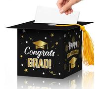 Jremreo Caja para tarjetas de graduación de 7.9 x 7.9 x 10.2 pulgadas, caja de votación plegable de cartón grande con borla, ideal para votos en fiestas de graduación