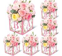 Jremreo Paquete de 6 cajas de centro de mesa de 7 x 7 x 7 pulgadas con letras "BABY", perfectas para baby shower, regalos de fiesta de revelación de género, arreglos florales y decoraciones de mesa