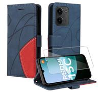 jrester Funda para Xiaomi Redmi 15C 4G/5G/Poco C85 EU Version（No para Global Version） con 1 Pieza Vidrio Templado Protector de Pantalla, Función de Soporte y Billetera Caso - Azul