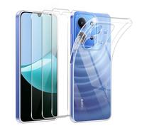 jrester Funda para Xiaomi Redmi 15C 4G/5G/Poco C85 EU Version（No para Global Version） y 3 Piezas Vidrio Templado Protector de Pantalla, Transparente y Suave, Anti-arañazos y Anti-Choque Carcasa