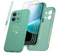 jrester Funda para Xiaomi Redmi 15C 4G/5G/Poco C85 EU Version（No para Global Version） y 3 Piezas Vidrio Templado Protector de Pantalla + 1 Cordón, Anti-arañazos y Anti-Choque Carcasa (Verde)
