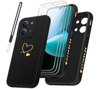 jrester Funda para Xiaomi Redmi 15C 4G/5G/Poco C85 EU Version（No para Global Version） y 3 Piezas Vidrio Templado Protector de Pantalla + 1 Cordón, Anti-arañazos y Anti-Choque Carcasa (Negro)