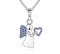 Jrêveinfini Collar Ángel de la Guarda Mujer Niña Plata de Ley 925, Colgante Collar Niña de la Suerte, Original Regalo Bautizo Comunion Cumpleaños Mujer Niña, Personalizado Regalo Niña Mama Amiga