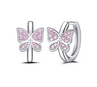 Jrêveinfini Mariposa Pendientes Aro Niña Mujer Plata de ley 925, Rosa Pendientes Hipoalergenicos Niña, Pendientes Butterfly Original Regalo Mujer Niña Mama Amiga Madre Profesora
