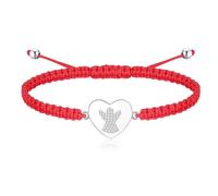 Jrêveinfini Pulsera Corazón Angel De La Guarda Plata De Ley 925, Personalizada Para Mujer y Niña, Rojo De La Suerte, Regalo Para Mama Amistad Navidad Bautizo Cumpleaños