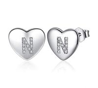 JrêveInfinity - Pendientes para mujer, plata de ley 925, pendientes de corazón para niña, personalizados, ideal para regalo para niños y niñas con caja de regalo, Plata, Circonia cúbica