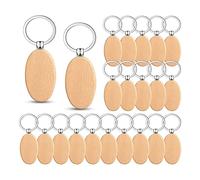Jrifedptry 1 juego de llaveros de madera con grabado de madera en blanco, llave de regalo de madera sin terminar (ovalado)
