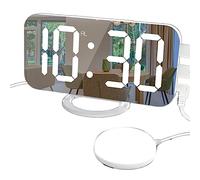 Jrifedptry 1 juego de reloj despertador con vibración LED, multifuncional, carga USB, silencioso, color blanco luminoso