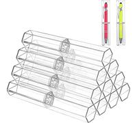 Jrifedptry 10 cajas acrílicas transparentes para bolígrafos, caja de regalo, contenedor de almacenamiento para bolígrafos, hexagonal, individual para la escuela y la oficina