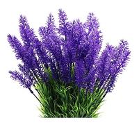 Jrifedptry 10 paquetes de flores de lavanda, flores falsas UV para exteriores, flores de plástico sintético que no se decoloran, C