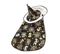 Jrifedptry Disfraz de gato de Halloween, capa y sombrero de vampiro, traje genial para mascotas, capa de vampiro, sombrero de gato, ropa de cosplay para Halloween