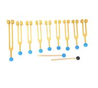 Jrifedptry Juego de 9 tenedores de afinación con martillos para curación, terapia de sonido, yoga, alivio del estrés, fácil de instalar, fácil de usar, color dorado